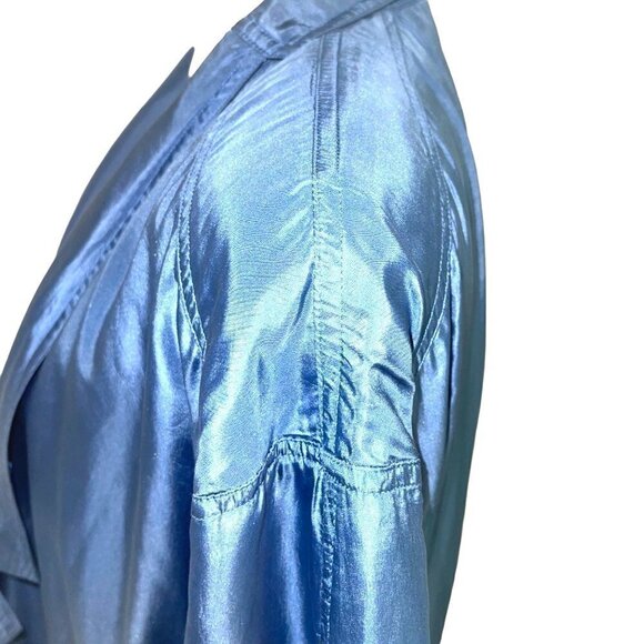 Info USA Silk Jacket Womens Large L Vintage Oversized Cotton Lined French Blue - Picture 5 of 12